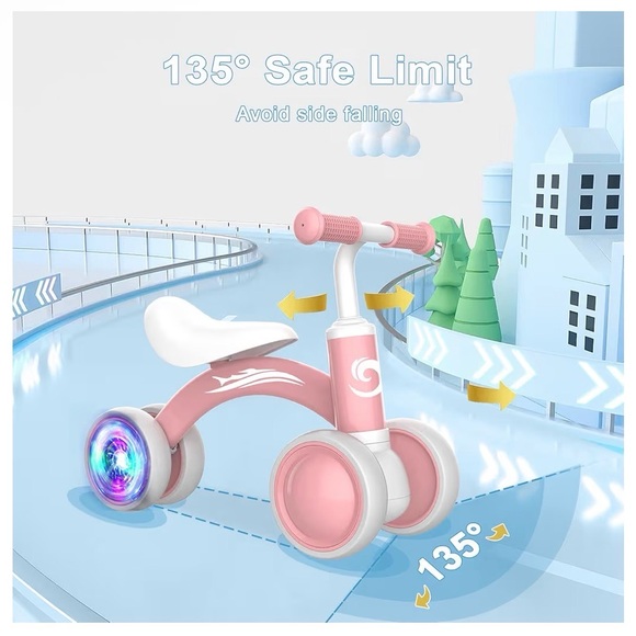 NIB Pink Kids Balance Bike with LED Wheels - Picture 4 of 4